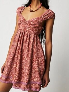 NWT Free People Rosewood “Tabitha” Paisley Empire Mini Dress
